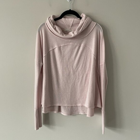 Free People Cozy Time Funnel Top Long Sleeve Cowl Neck Casual Blush Small - Picture 2 of 7